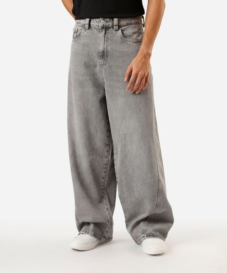 calça baggy masculina jeans cinza