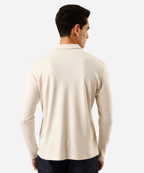 polo masculina com algodão manga longa bege