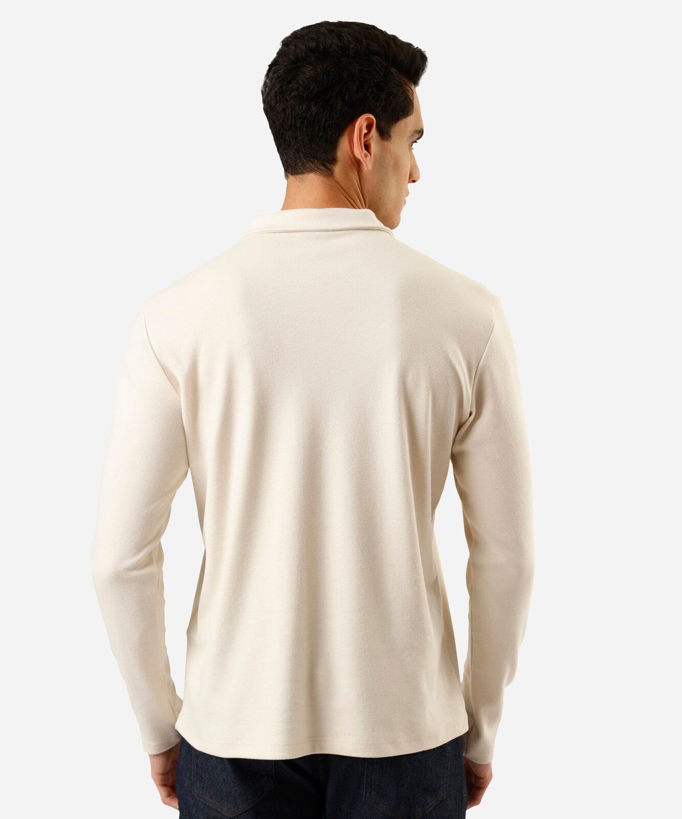 polo masculina com algodão manga longa bege