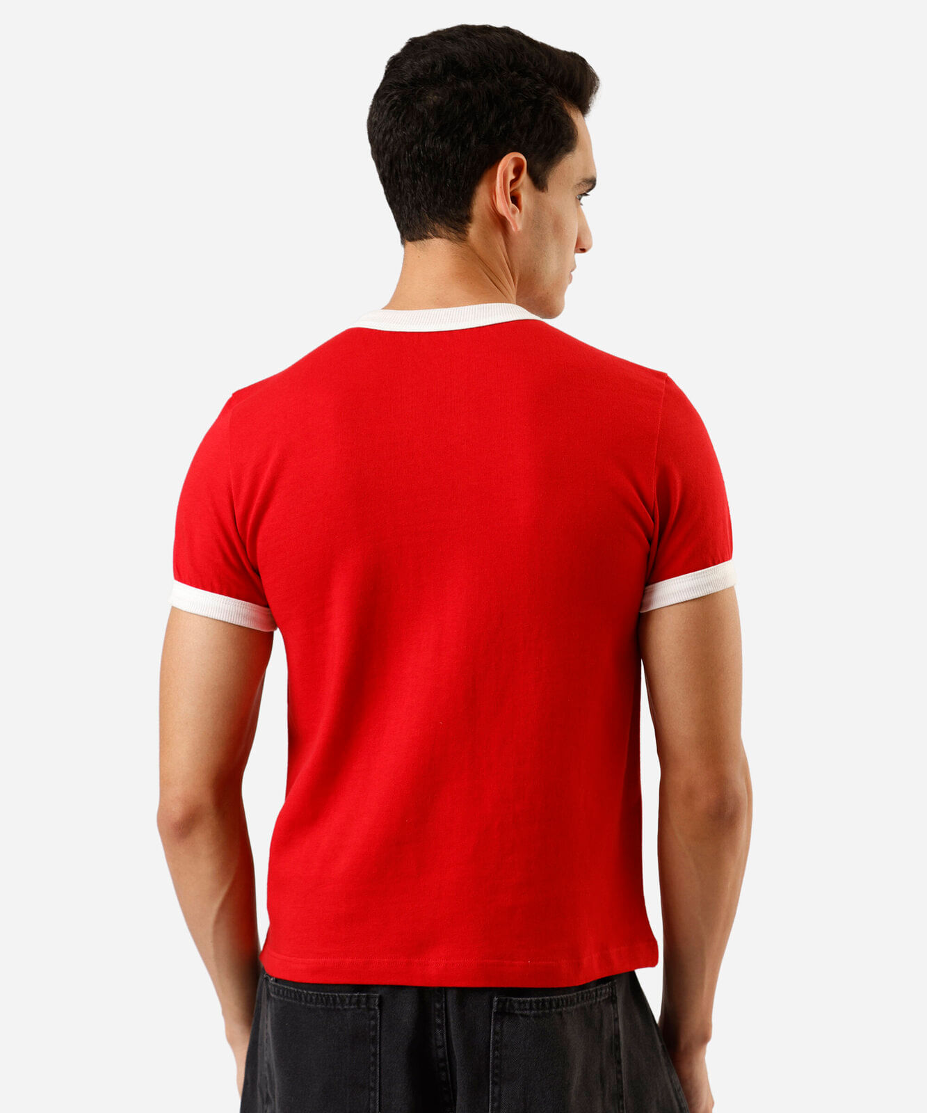 camiseta muscle fit masculina de algodão manga curta estampada vermelha