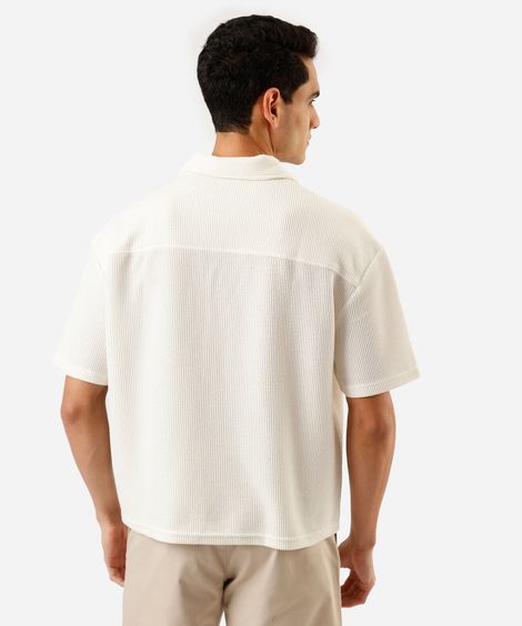 camisa box fit masculina canelada off white