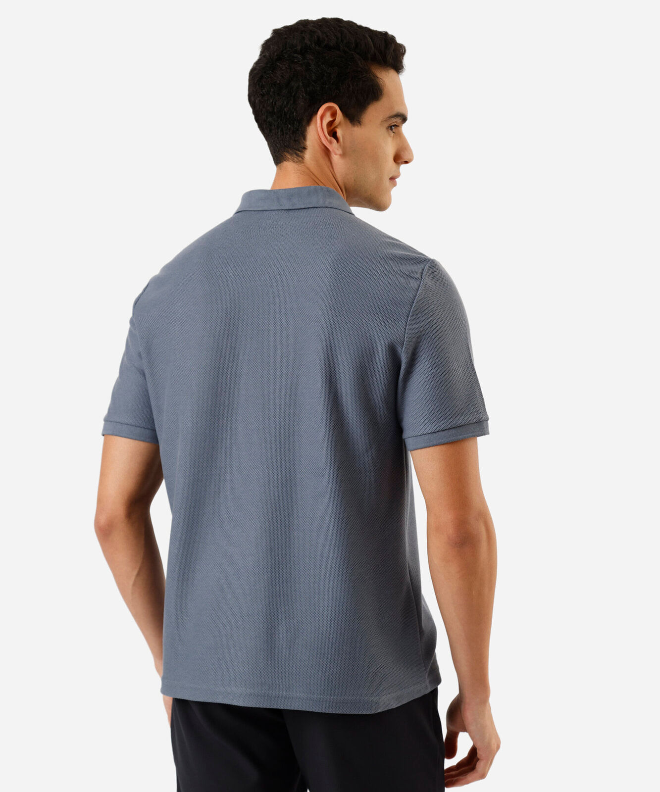 polo masculina em piquet com zíper manga curta azul