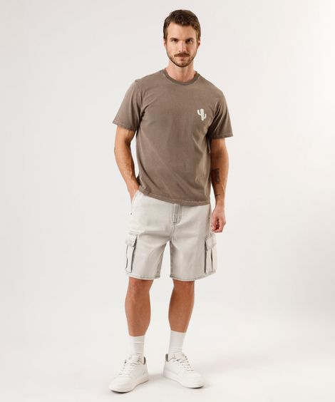 bermuda cargo masculina jeans cinza