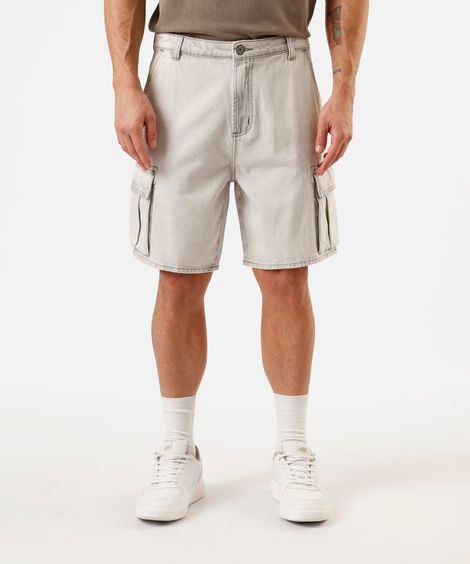 bermuda cargo masculina jeans cinza