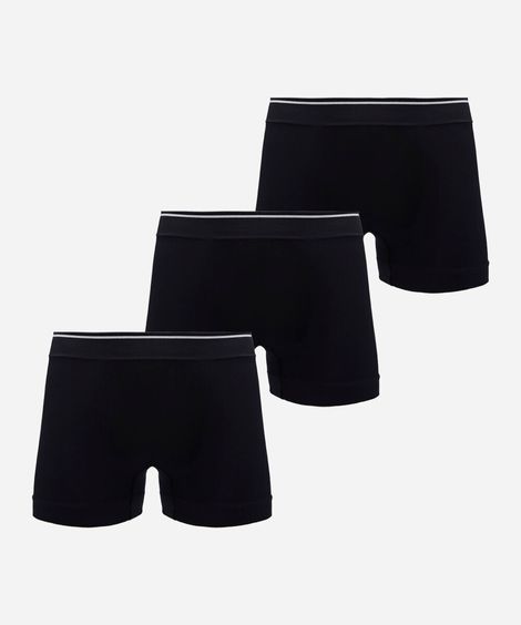 kit de 3 cuecas boxer masculina sem costura preto