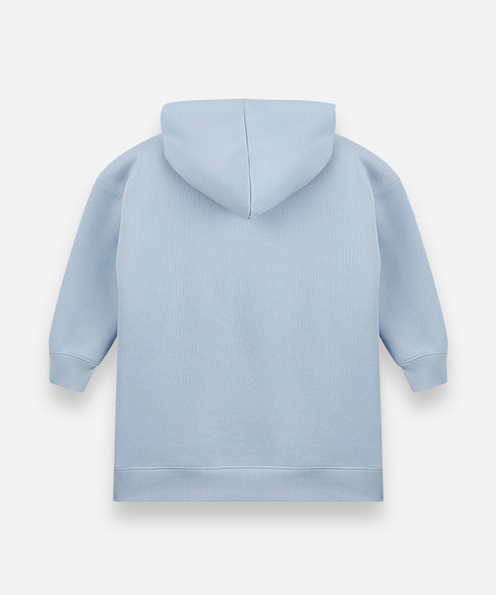 vestido infantil de moletom com capuz guerreiras do kpop azul