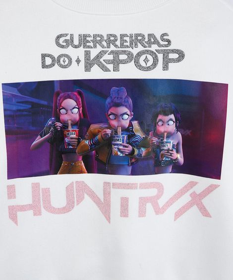 conjunto longo infantil com moletom guerreiras do kpop off white