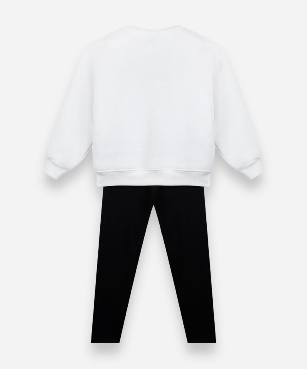 conjunto longo infantil com moletom guerreiras do kpop off white
