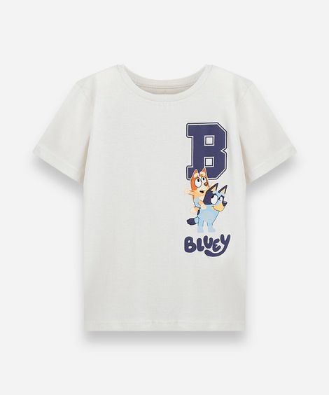 camiseta infantil de algodão bluey off white