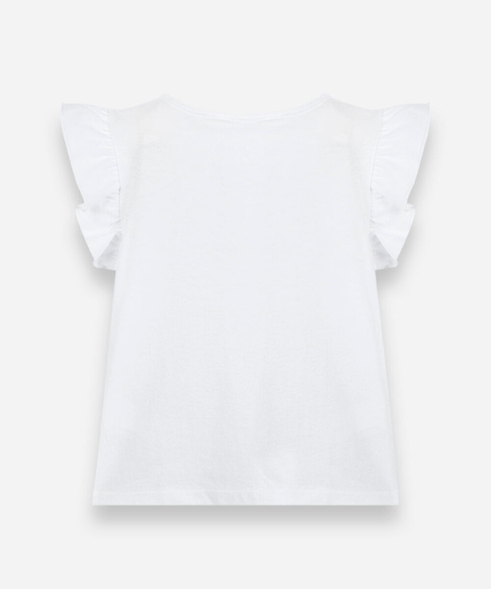 blusa infantil de algodão com babados capivara off white