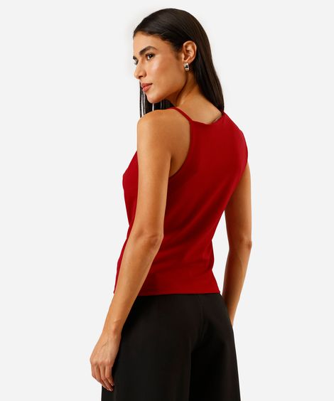regata feminina com decote assimétrico vermelho