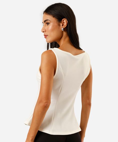 regata peplum feminina decote canoa com recortes off white