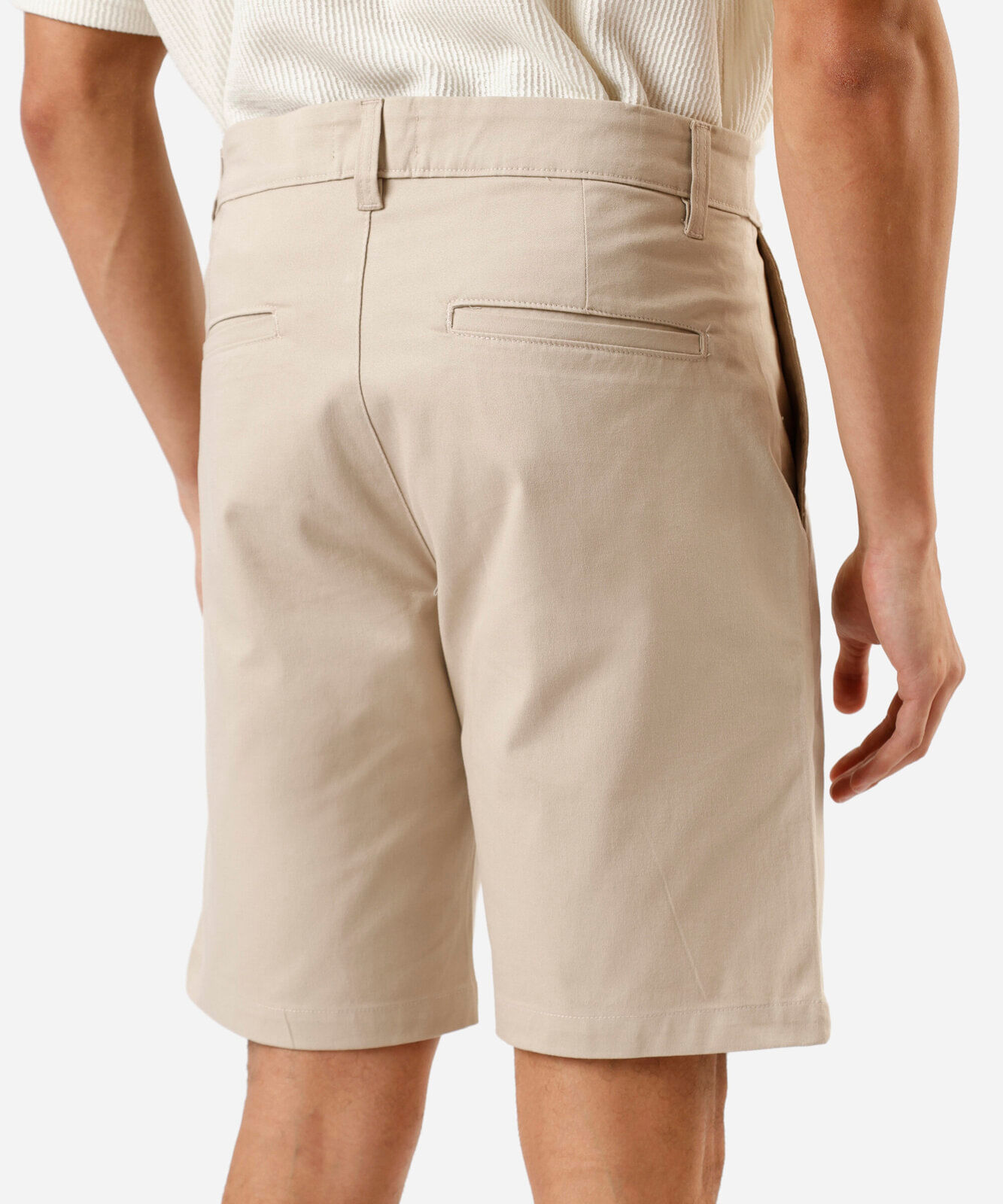 bermuda chino reta masculina de sarja bege