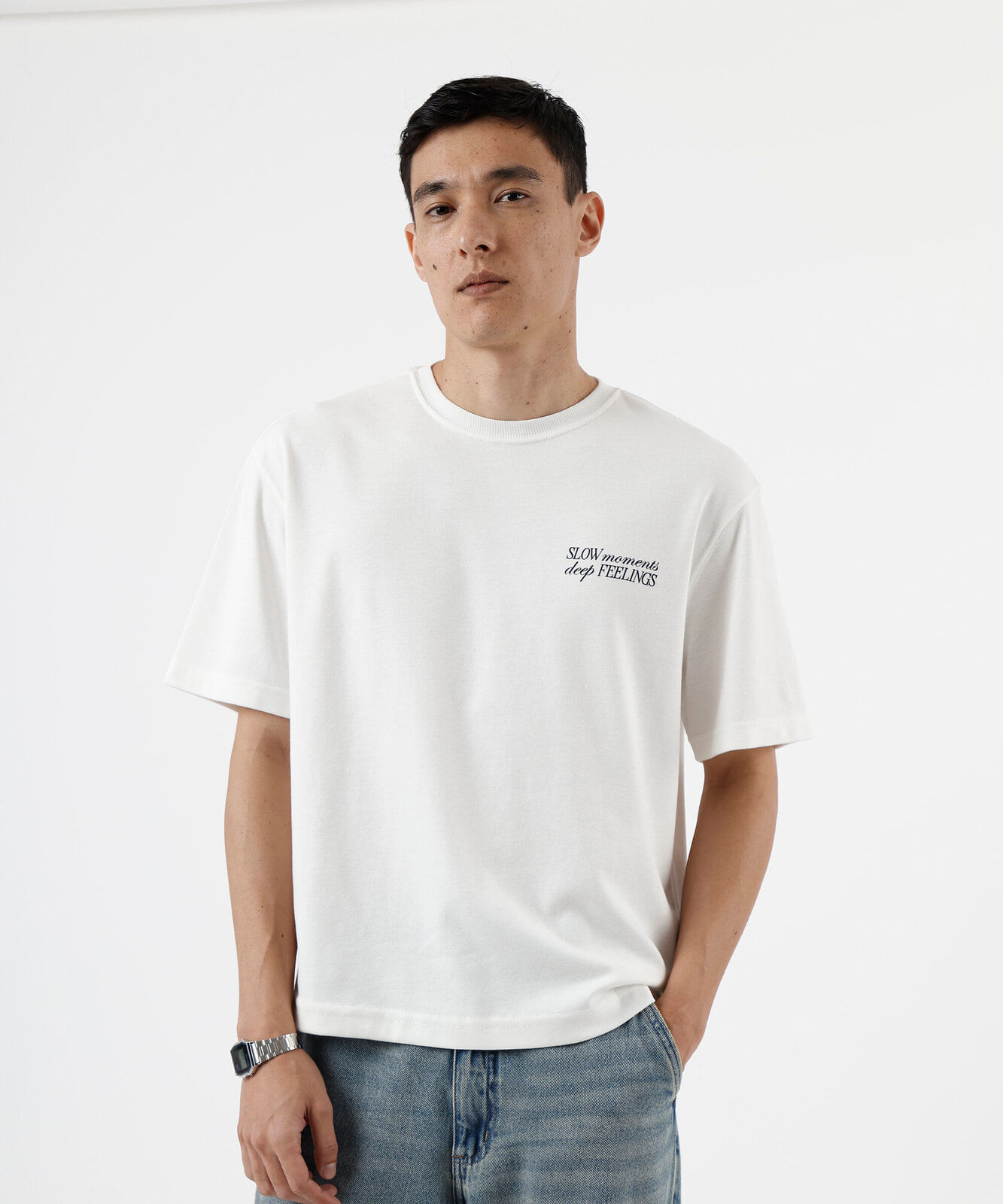 camiseta box masculina manga curta off white