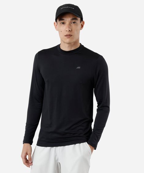 camiseta térmica esportiva masculina manga longa preta