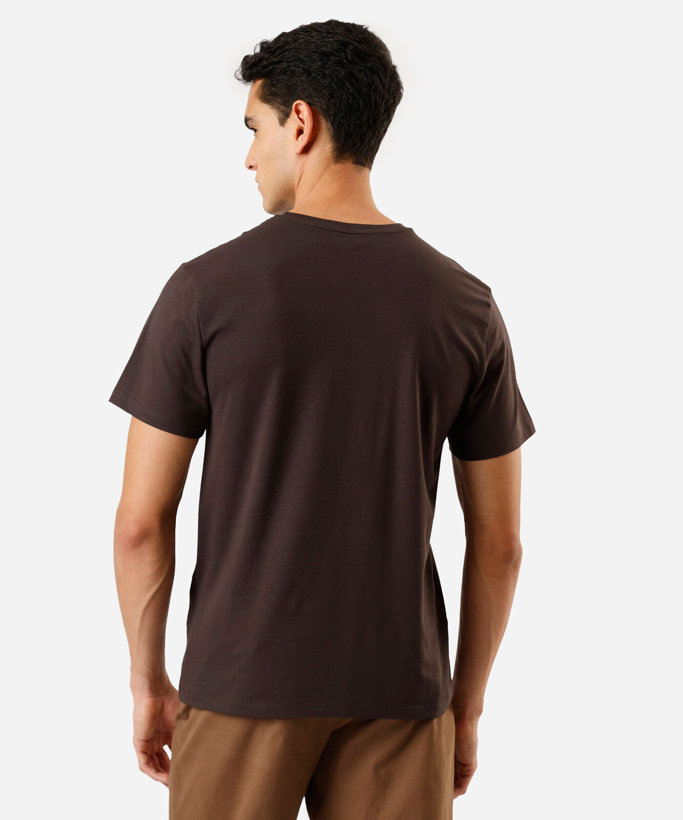 camiseta slim masculina de algodão marrom