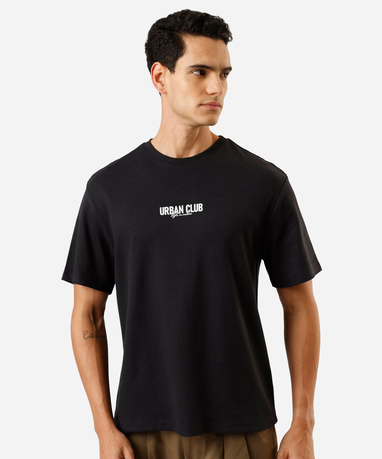 camiseta masculina com algodão manga curta estampada preta