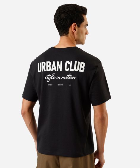 camiseta masculina com algodão manga curta estampada preta