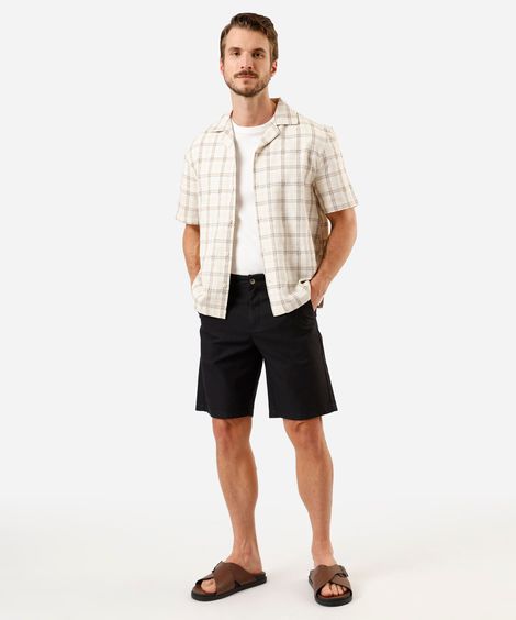bermuda reta masculina de algodão texturizada - preto