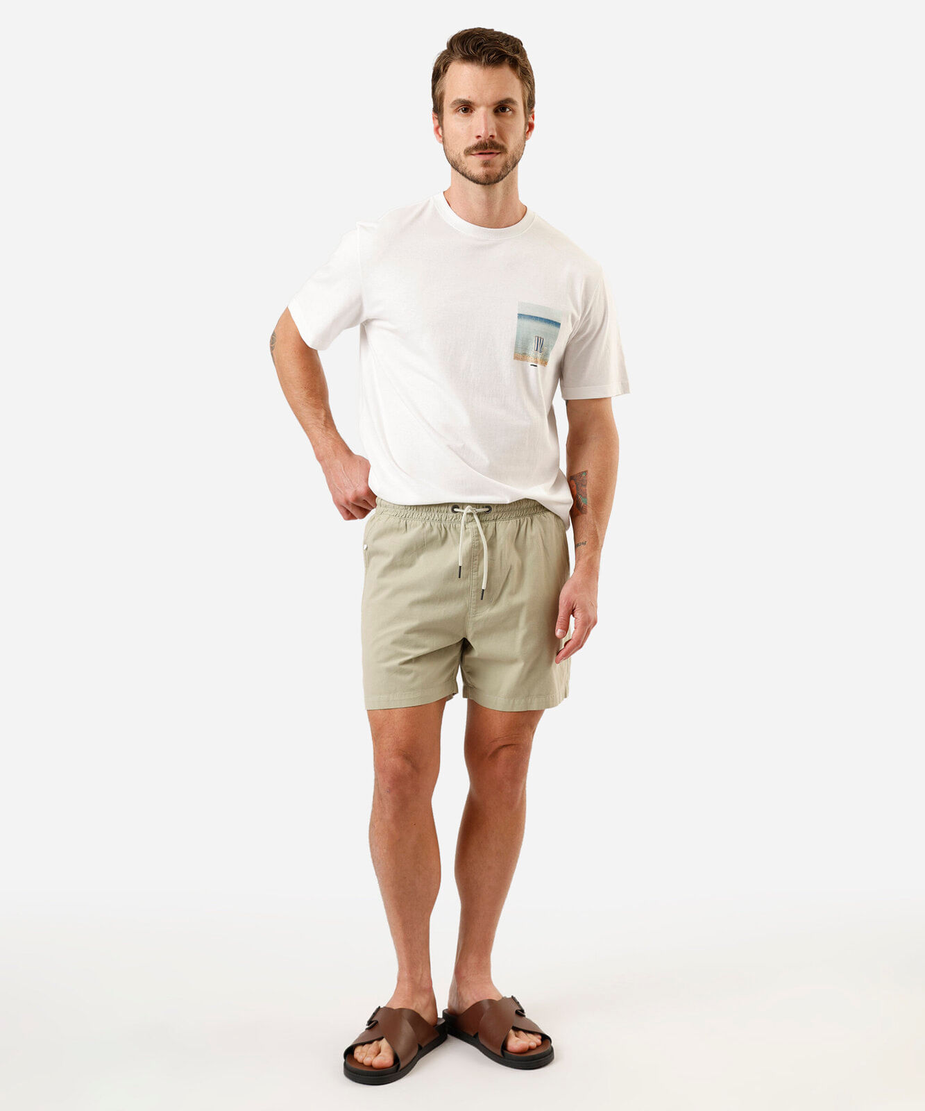 bermuda masculina de algodão com cordão verde