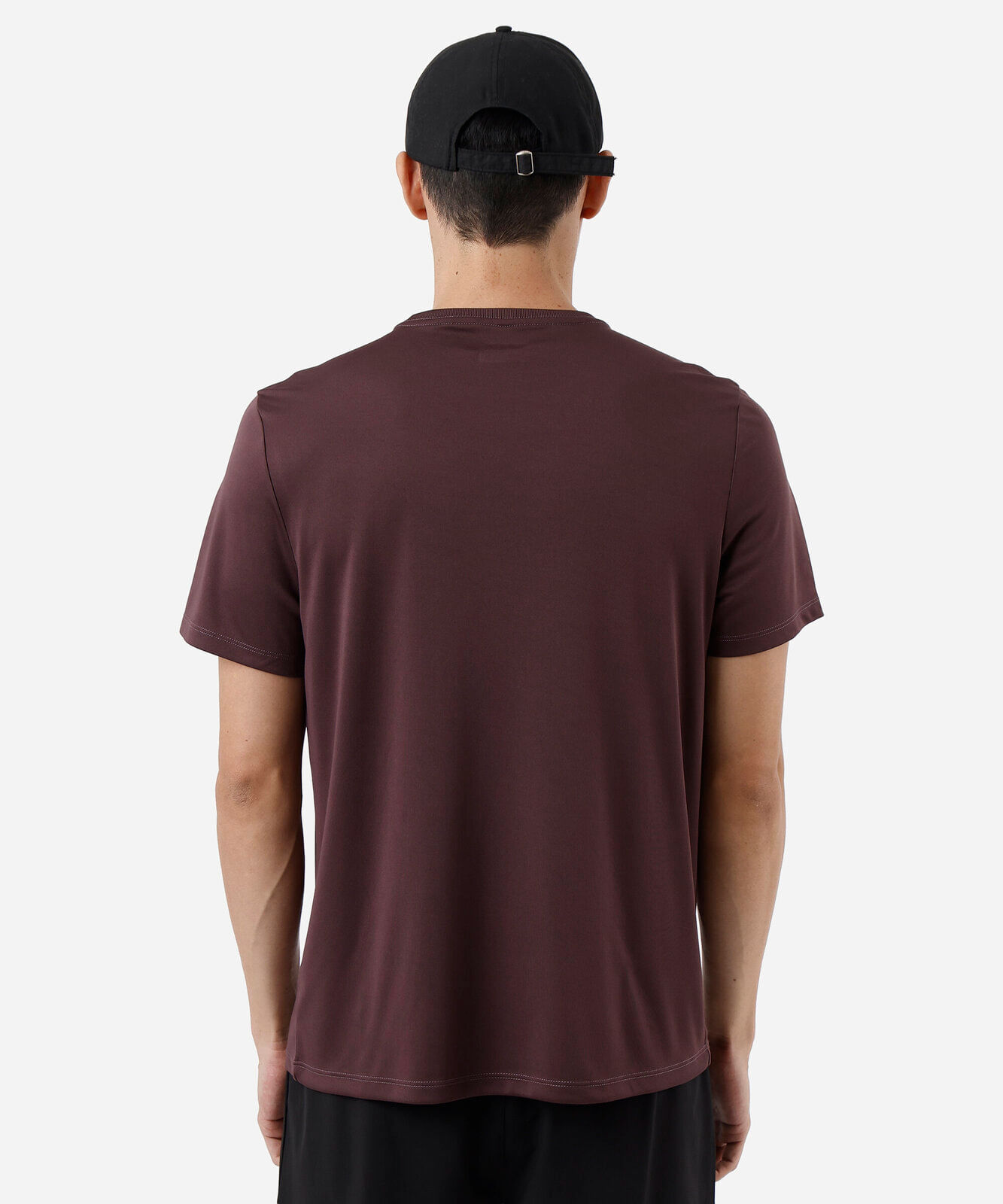 camiseta esportiva masculina manga curta com nervuras vinho