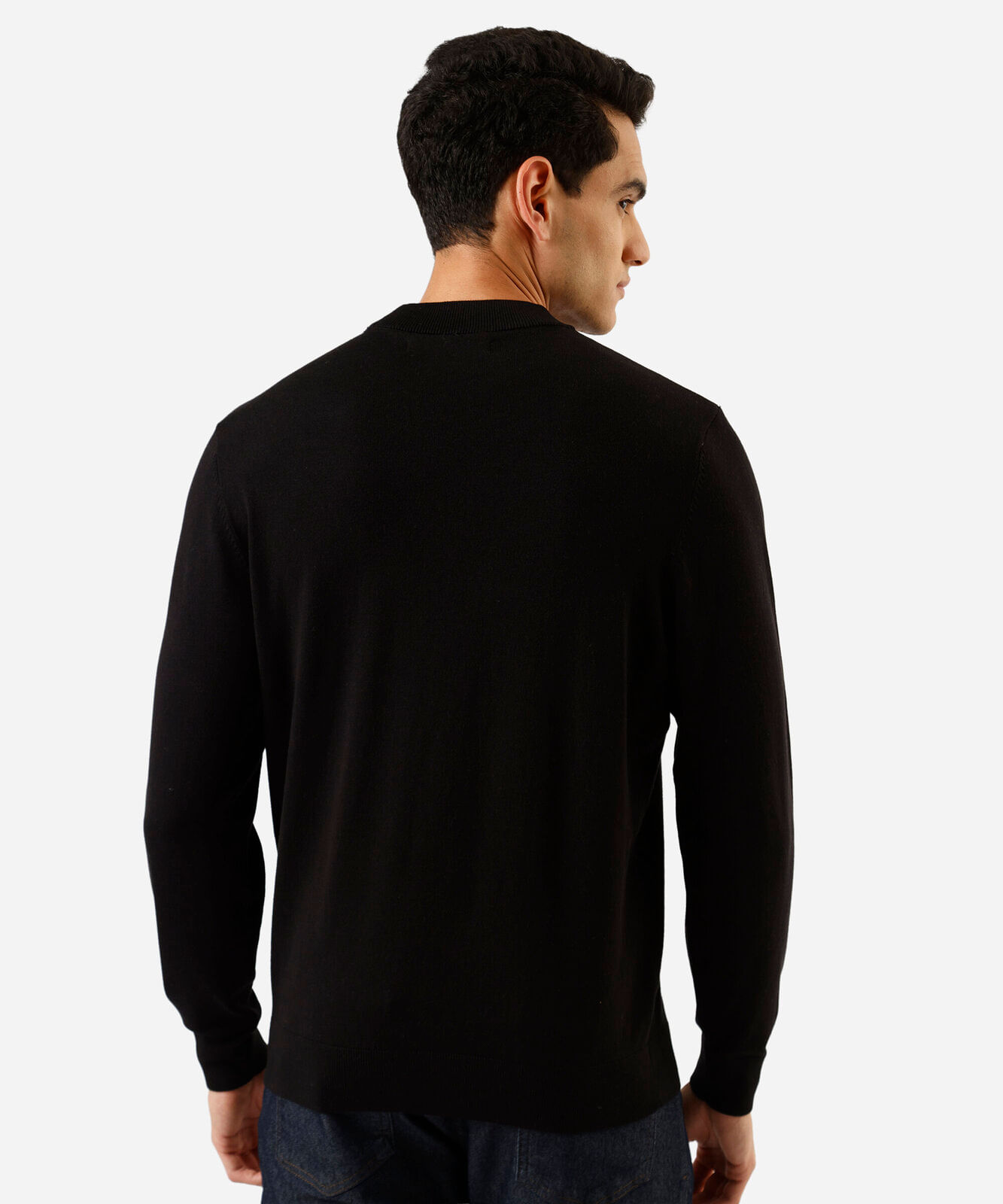 suéter masculino de tricot gola alta preto
