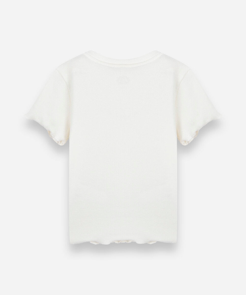 blusa infantil de algodão com paetês canelada off white