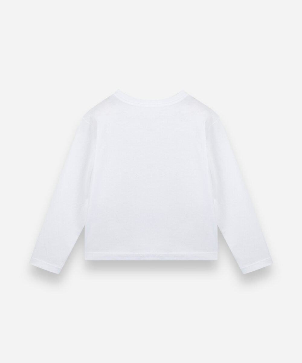 blusa infantil de algodão manga longa stitch off white