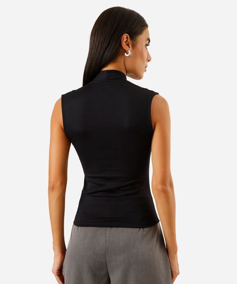 regata feminina com viscose decote v preta