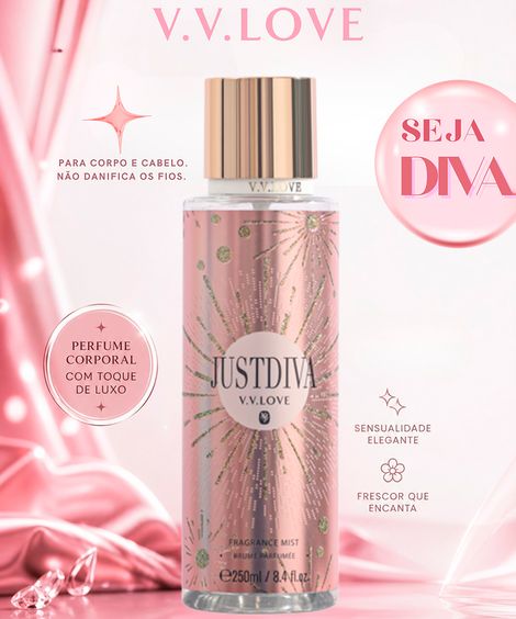 perfume feminino v v love justdiva body mist for woman 250ml