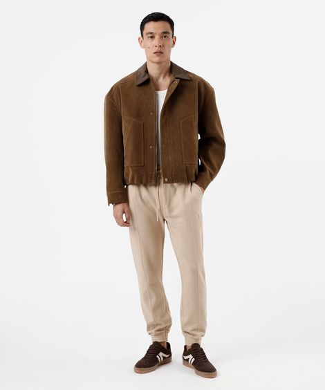 calça jogger masculina de moletom bege