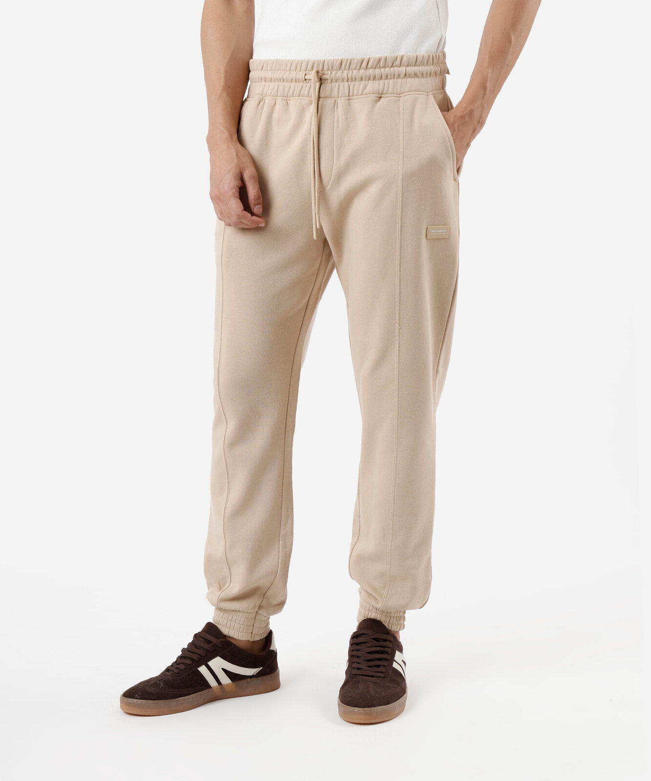 calça jogger masculina de moletom bege