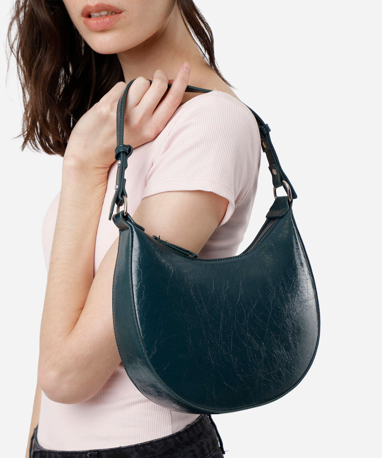 bolsa baguete alça fina verde