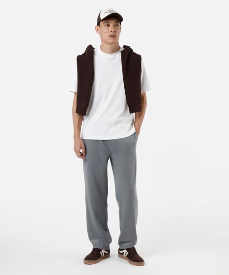 calça masculina de moletom cós elástico cinza
