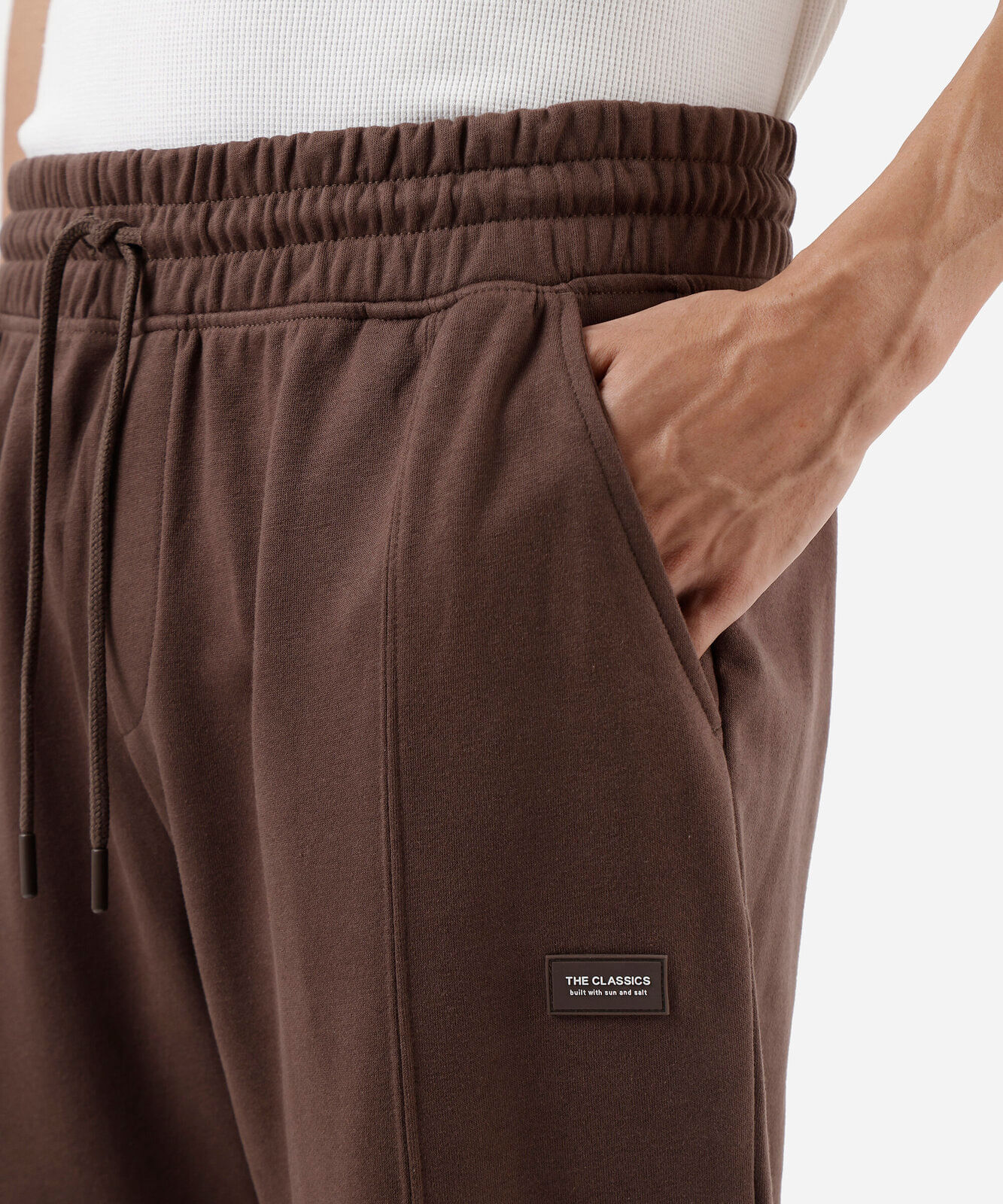 calça jogger masculina de moletom marrom