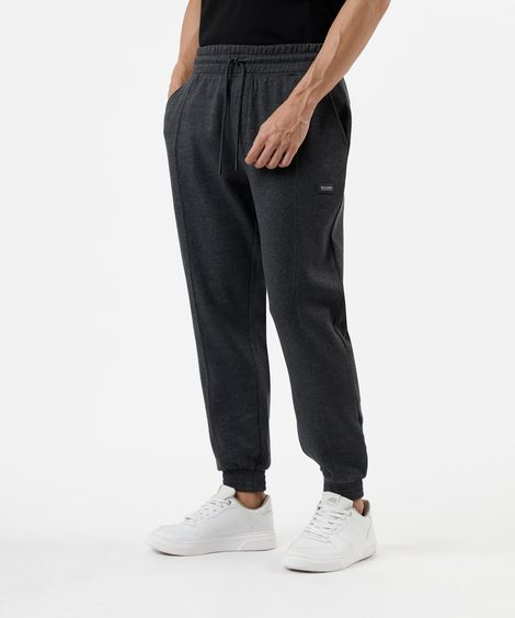 calça jogger de moletom cinza escuro