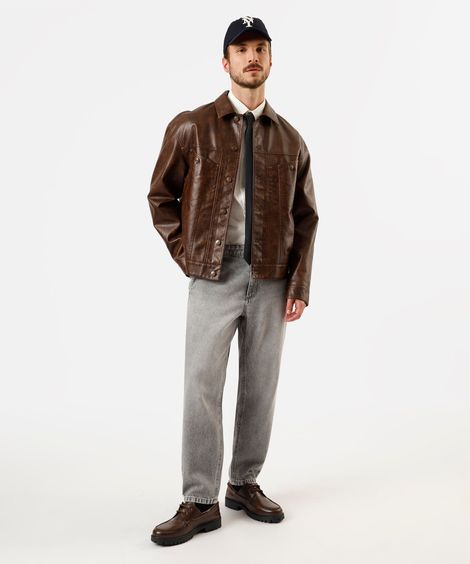 calça masculina super baggy jeans com cadarço cinza