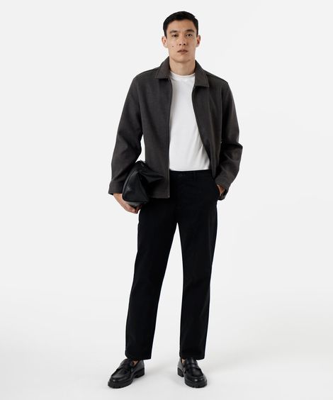 calça chino reta de sarja masculina preta