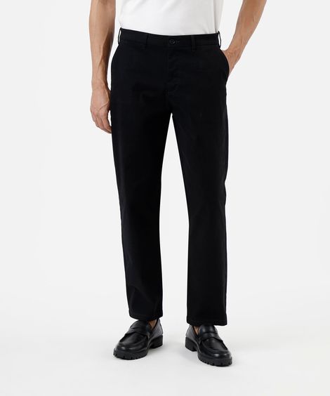 calça chino reta de sarja masculina preta