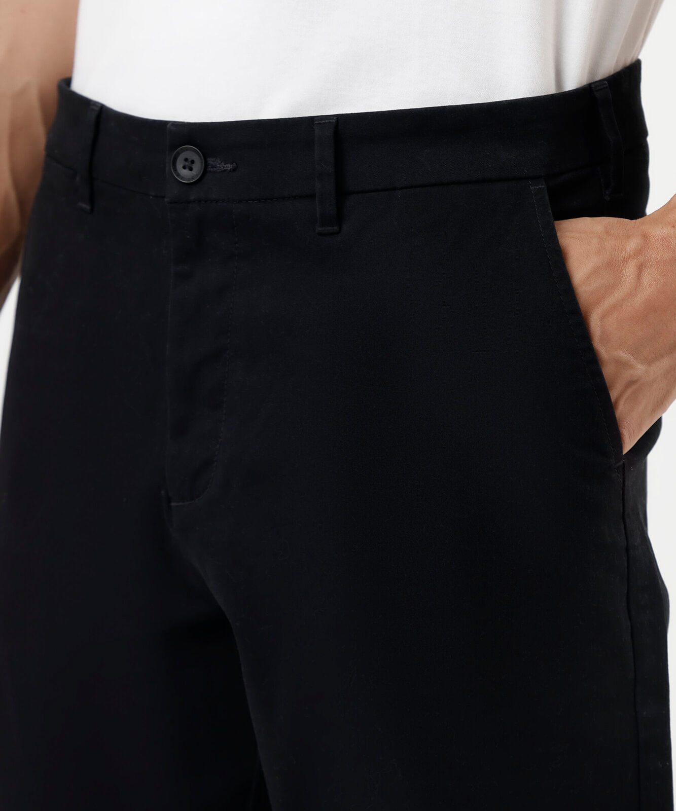 calça chino reta de sarja masculina preta