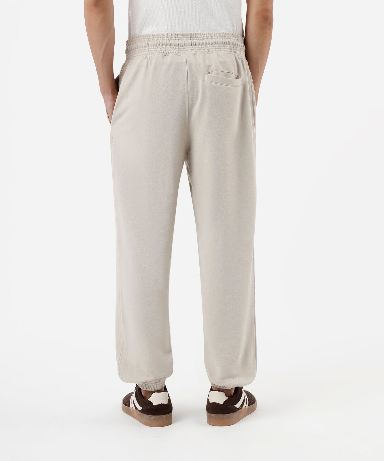 calça jogger masculina de moletom sem felpa bege
