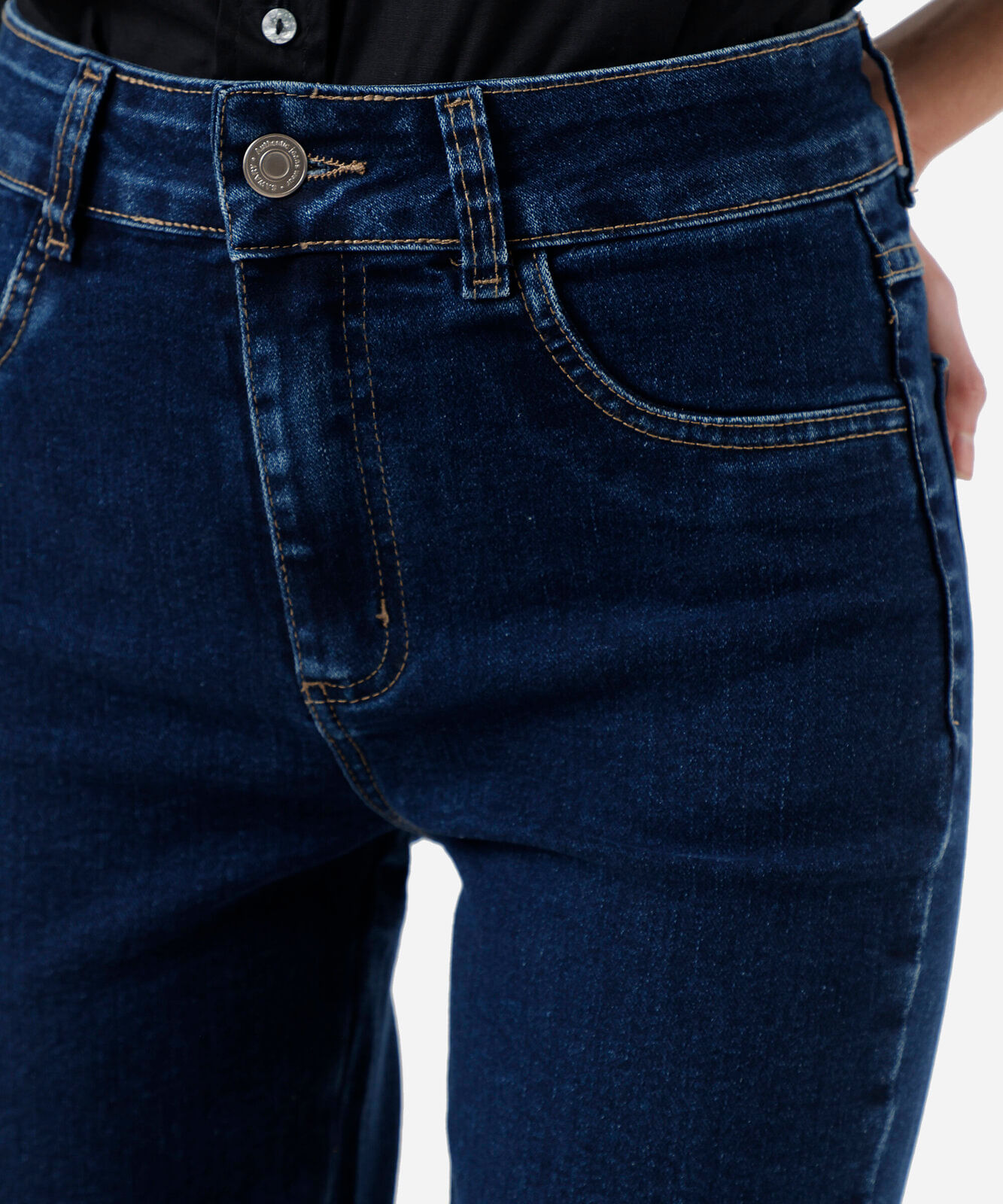 calça reta feminina jeans com fendas sawary azul