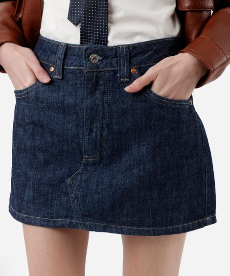 saia curta feminina jeans azul
