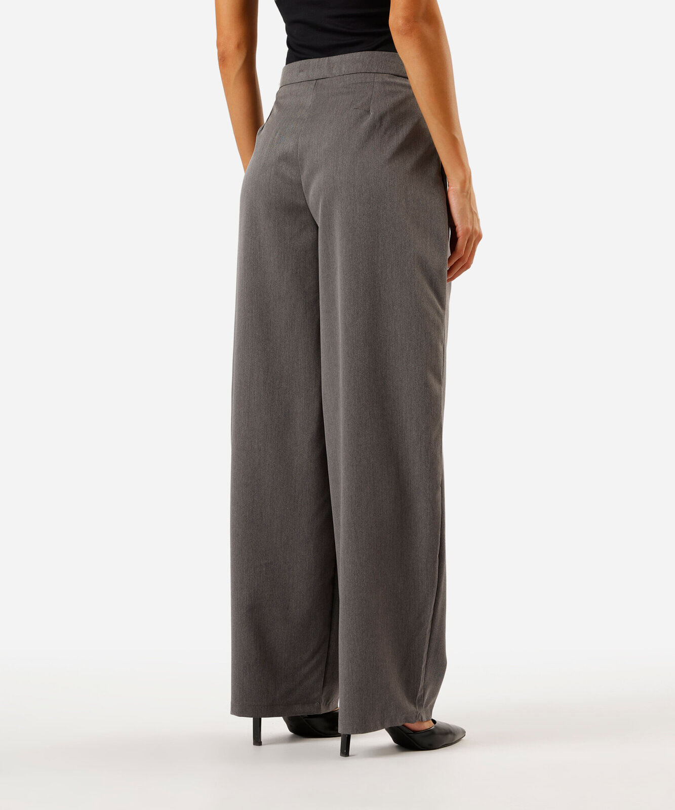 calça balloon feminina com pregas cintura alta cinza
