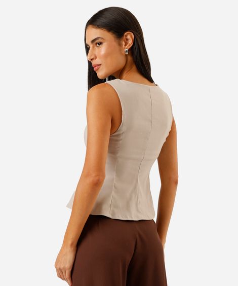 blusa peplum feminina decote canoa bege