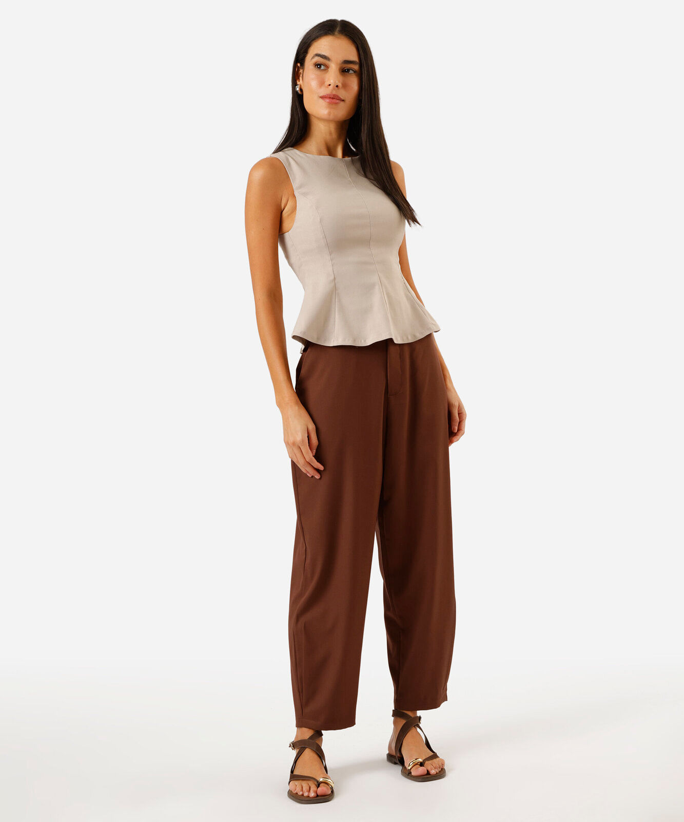 blusa peplum feminina decote canoa bege