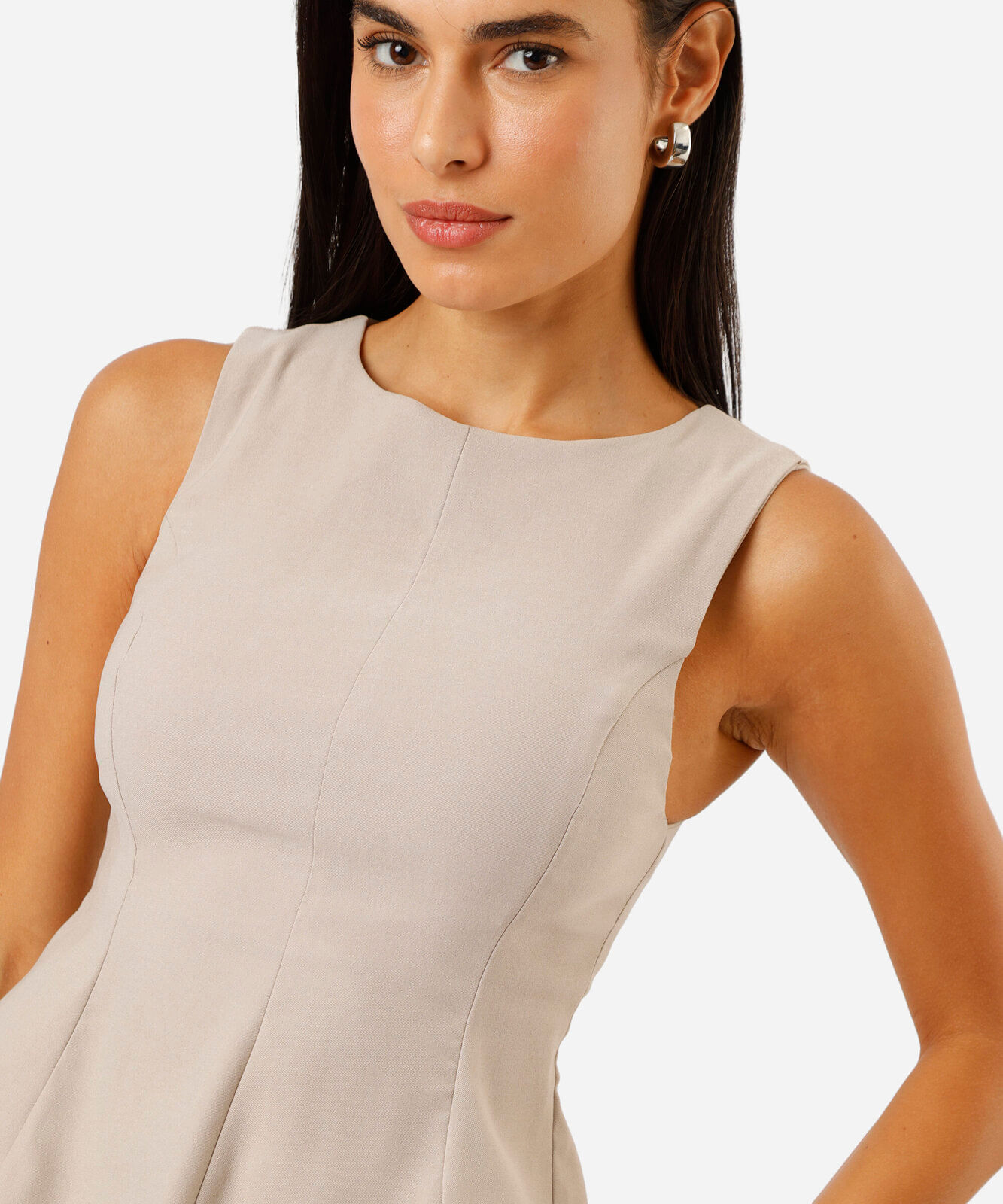blusa peplum feminina decote canoa bege