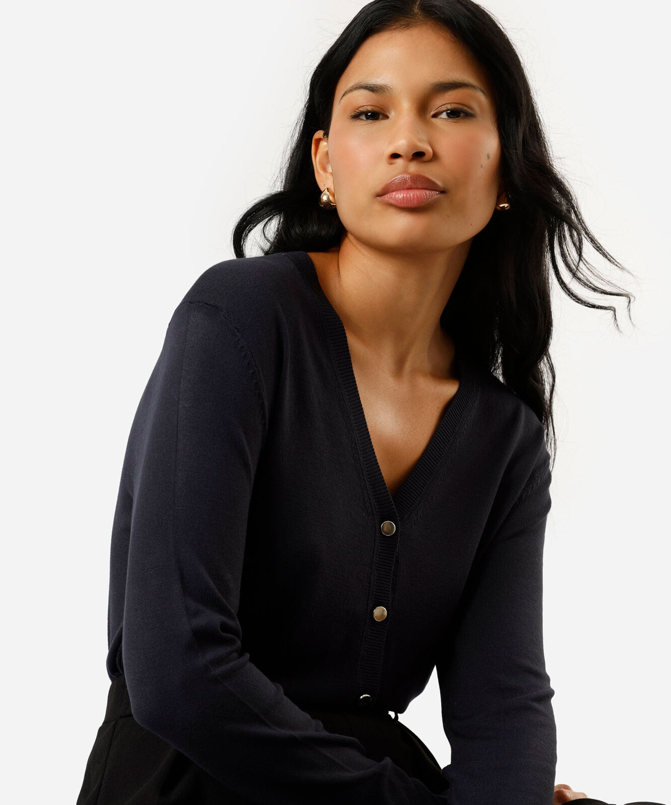 cardigan feminino de tricot decote v azul