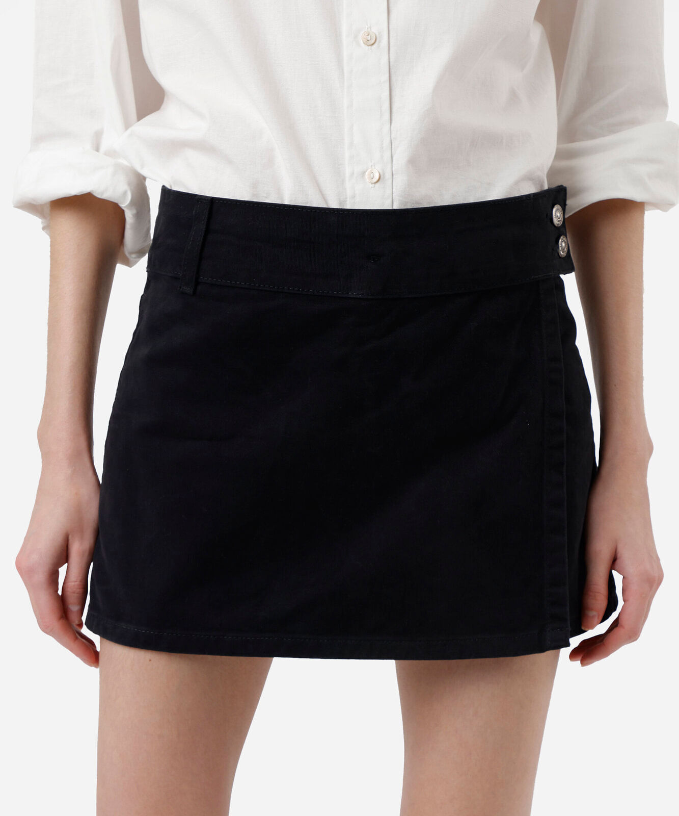 short saia feminino de sarja cintura alta preto