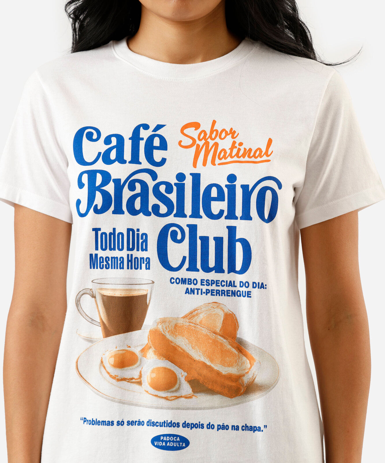 camiseta feminina de algodão manga curta estampada off white